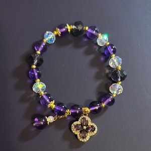 Elegant Purple and Gold Beaded Bracelet